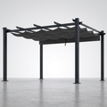Aluminum Pergola Built to Shelter Outdoor Spaces, 16x12 Ft Coverage, Retractable Dark Gray Canopy, 192 Sq Ft