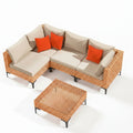 Outdoor Patio Furniture Set Designed for Flexible Seating, 5 Piece Modular Wicker, Sand Cushions, Coffee Table