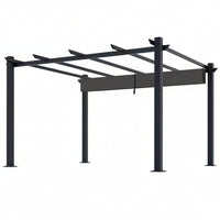 Aluminum Pergola Built to Shelter Outdoor Spaces, 16x12 Ft Coverage, Retractable Dark Gray Canopy, 192 Sq Ft