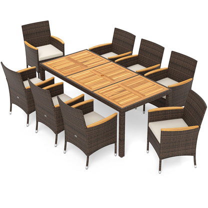 9 Piece Outdoor Dining Set with Acacia Wood Table Top