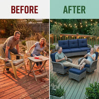 Outdoor Patio Conversation Set Built for All-Weather Use, 6-Piece Steel Frame, High-Density Cushions, Swivel Rockers — Before & After
