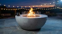 Propane Fire Pit, Outdoor Concrete Gas Fire Pit, 39 in Tabletop with Lava Rocks, Lid,Rain Cover,Adjust Flame Height Camping Firepit for Heating, Lighting, 50000 BTU — Lifestyle