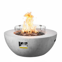 Propane Fire Pit Designed for Outdoor Gatherings, 39 Inch Concrete Top, 50000 BTU, Lava Rocks Included