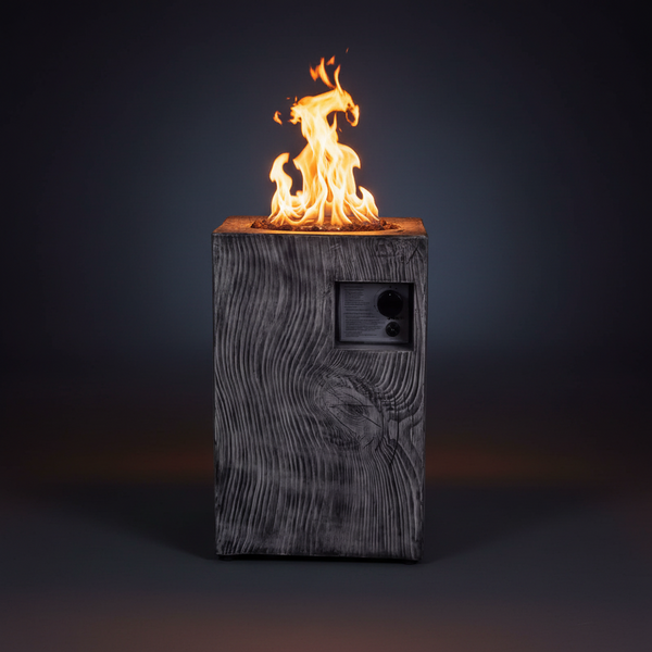 Outdoor Propane Fire Pit, 30000 BTU Column Propane Fire Pit, Wood-Look Surface
