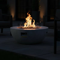 Propane Fire Pit Designed for Outdoor Gatherings, 39 Inch Concrete Top, 50000 BTU, Lava Rocks Included