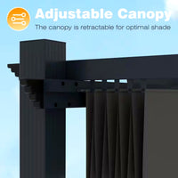 Aluminum Pergola Built to Shelter Outdoor Spaces, 16x12 Ft Coverage, Retractable Dark Gray Canopy, 192 Sq Ft