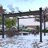 Aluminum Pergola Built to Shelter Outdoor Spaces, 16x12 Ft Coverage, Retractable Dark Gray Canopy, 192 Sq Ft